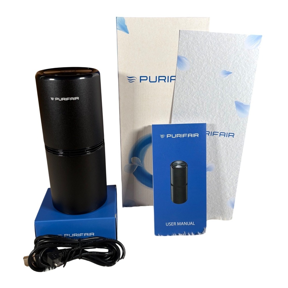 Purifair Portable Air Purifier Black Ionic Filterless Travel Convenient USB